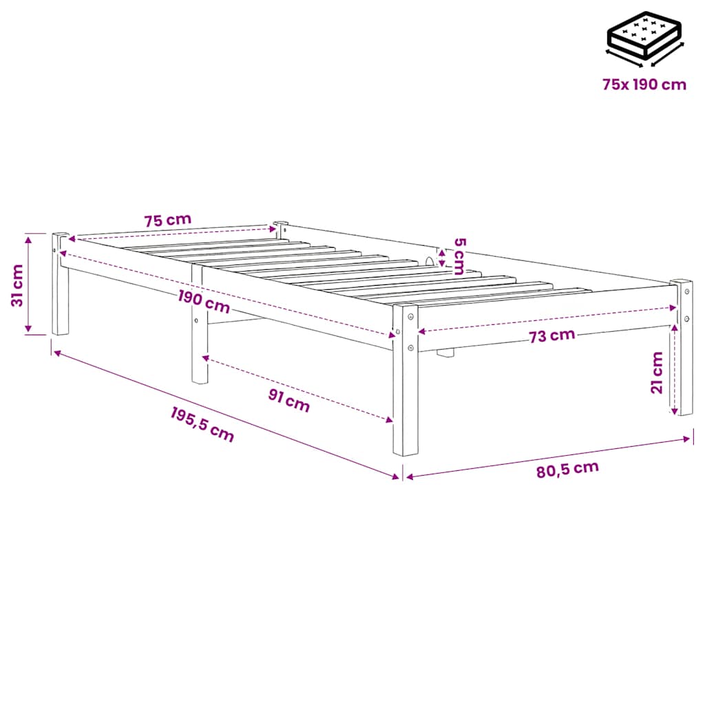 vidaXL Bed Frame with Drawers without Mattress White 150x200 cm