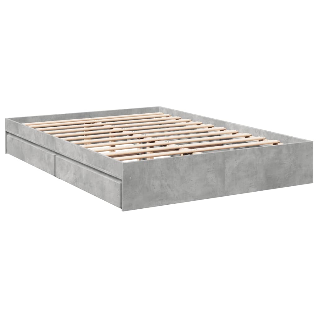 vidaXL Bed Frame with Drawers without Mattress Concrete Grey 150x200 cm King Size
