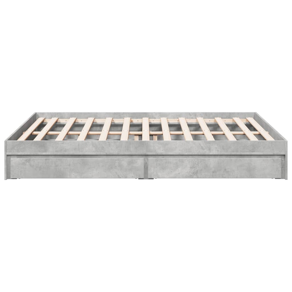 vidaXL Bed Frame with Drawers without Mattress Concrete Grey 150x200 cm King Size