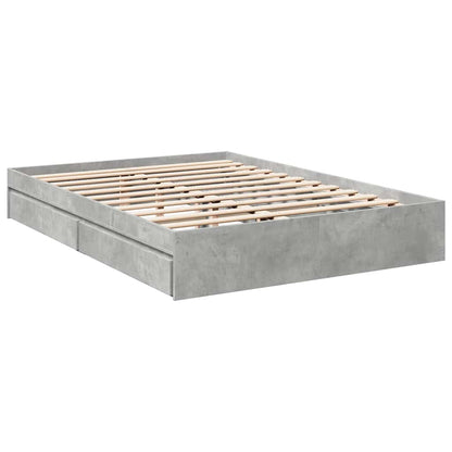 vidaXL Bed Frame with Drawers without Mattress Concrete Grey 150x200cm