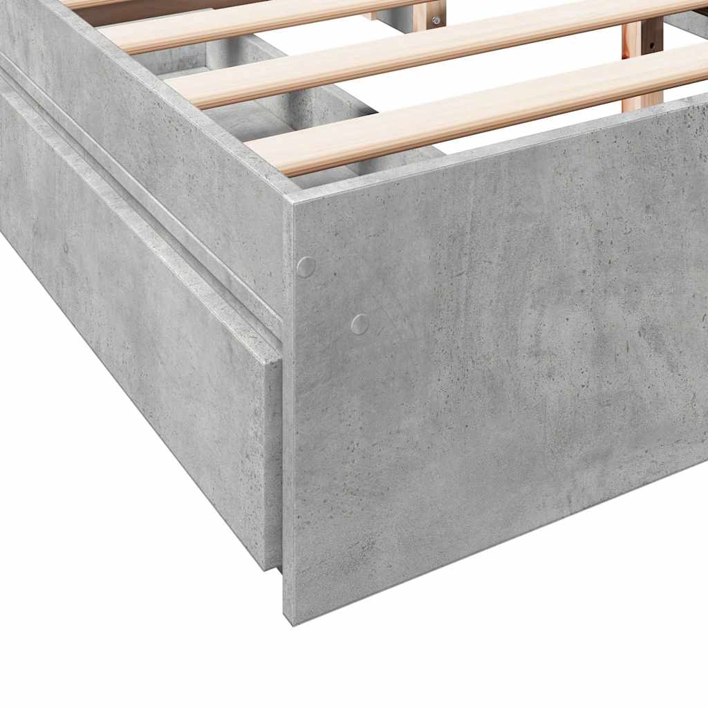 vidaXL Bed Frame with Drawers without Mattress Concrete Grey 150x200cm