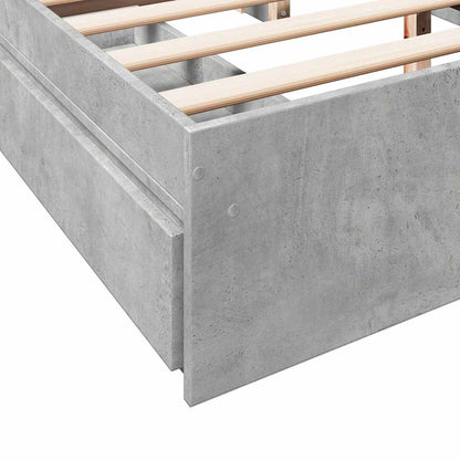 vidaXL Bed Frame with Drawers without Mattress Concrete Grey 150x200cm