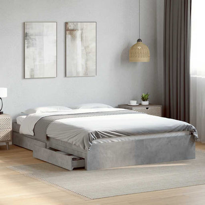vidaXL Bed Frame with Drawers without Mattress Concrete Grey 150x200cm