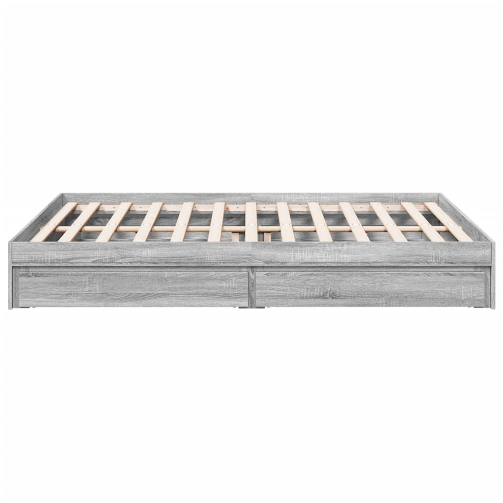 vidaXL Bed Frame with Drawers without Mattress Grey Sonoma 150x200 cm King Size