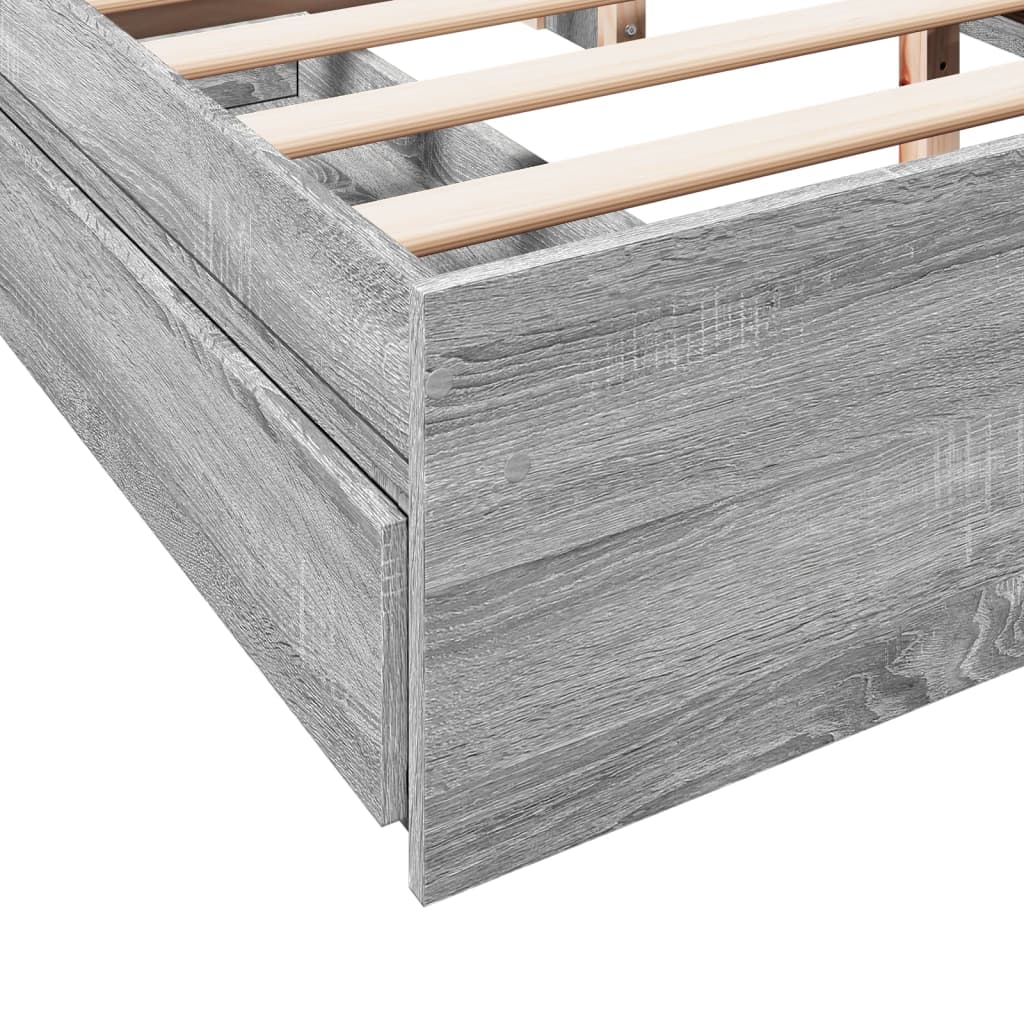 vidaXL Bed Frame with Drawers without Mattress Grey Sonoma 150x200 cm King Size