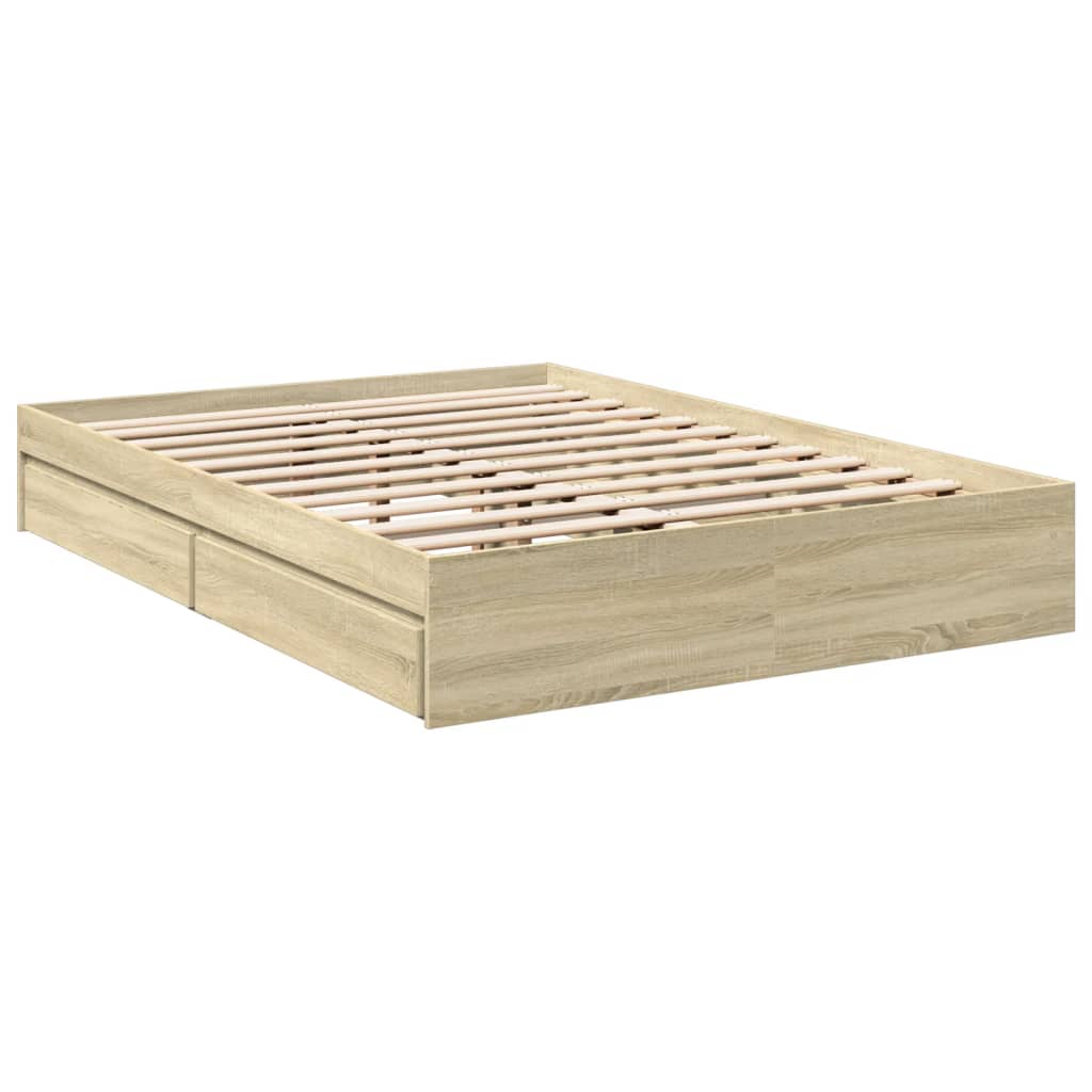 vidaXL Bed Frame with Drawers without Mattress Sonoma Oak 140x200 cm