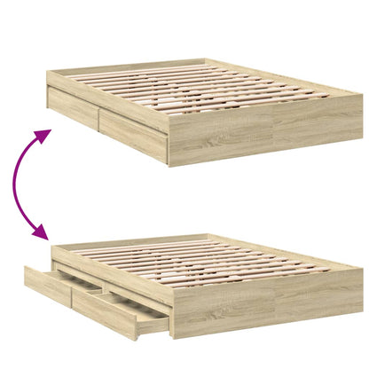 vidaXL Bed Frame with Drawers without Mattress Sonoma Oak 140x200 cm