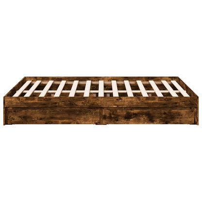 vidaXL Bed Frame with Drawers without Mattress Smoked Oak 140x200 cm