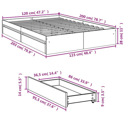 vidaXL Bed Frame with Drawers without Mattress White 120x200 cm