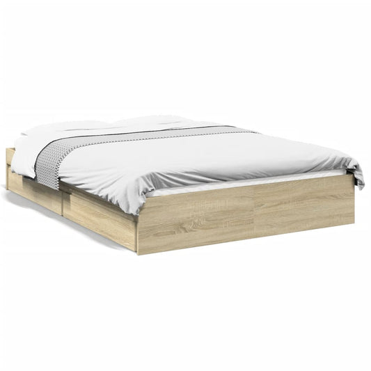 vidaXL Bed Frame with Drawers without Mattress Sonoma Oak 120x200 cm