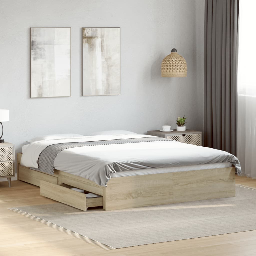 vidaXL Bed Frame with Drawers without Mattress Sonoma Oak 120x200 cm
