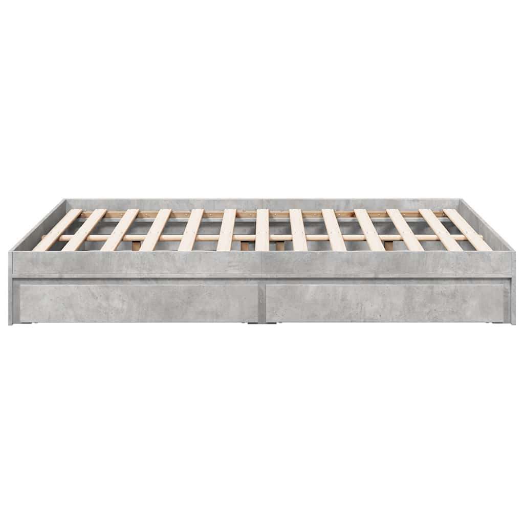 vidaXL Bed Frame with Drawers without Mattress Concrete Grey 120x200cm