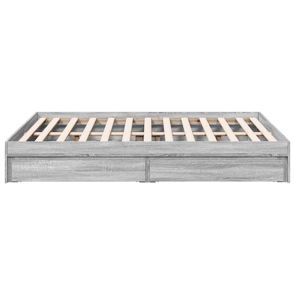 vidaXL Bed Frame with Drawers without Mattress Grey Sonoma 120x200 cm