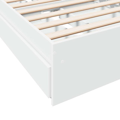 vidaXL Bed Frame with Drawers without Mattress White 100x200 cm