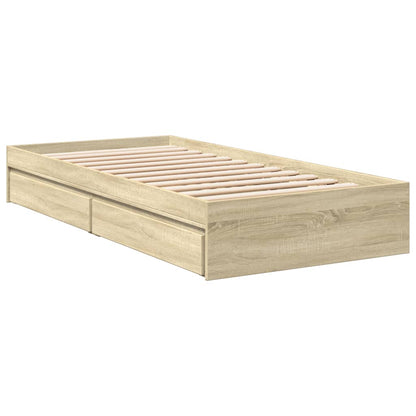 vidaXL Bed Frame with Drawers without Mattress Sonoma Oak 100x200 cm