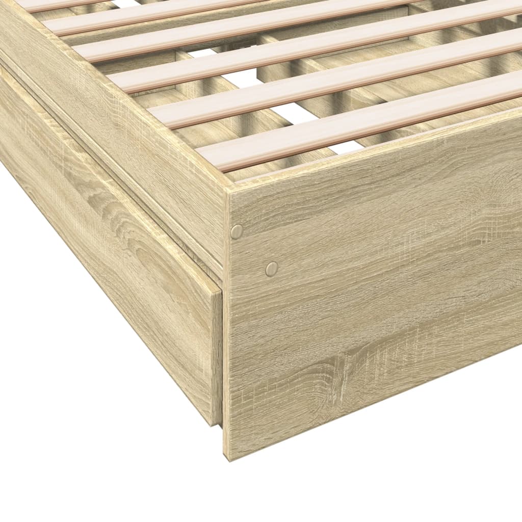 vidaXL Bed Frame with Drawers without Mattress Sonoma Oak 100x200 cm