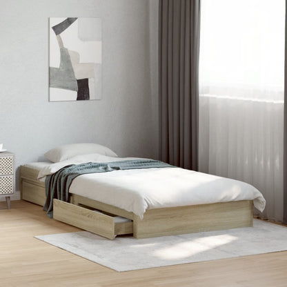 vidaXL Bed Frame with Drawers without Mattress Sonoma Oak 100x200 cm