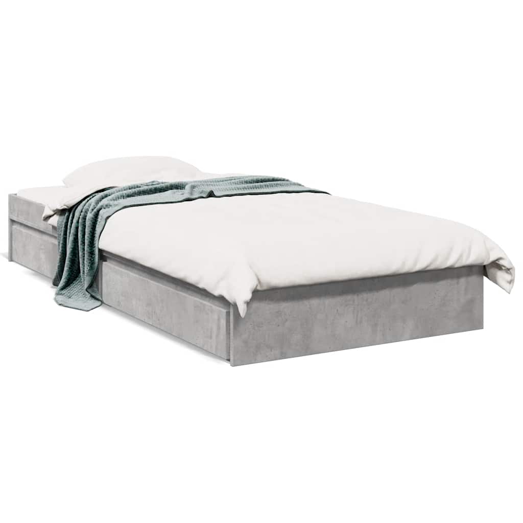 vidaXL Bed Frame with Drawers without Mattress Concrete Grey 100x200cm