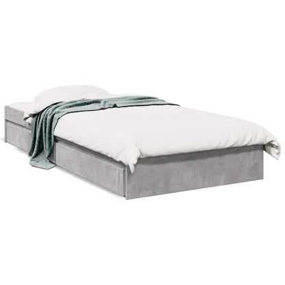 vidaXL Bed Frame with Drawers without Mattress Concrete Grey 100x200cm