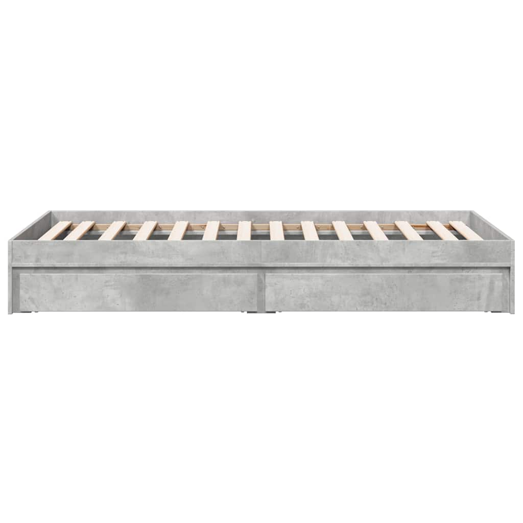 vidaXL Bed Frame with Drawers without Mattress Concrete Grey 100x200cm