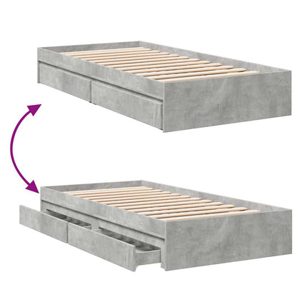 vidaXL Bed Frame with Drawers without Mattress Concrete Grey 100x200cm