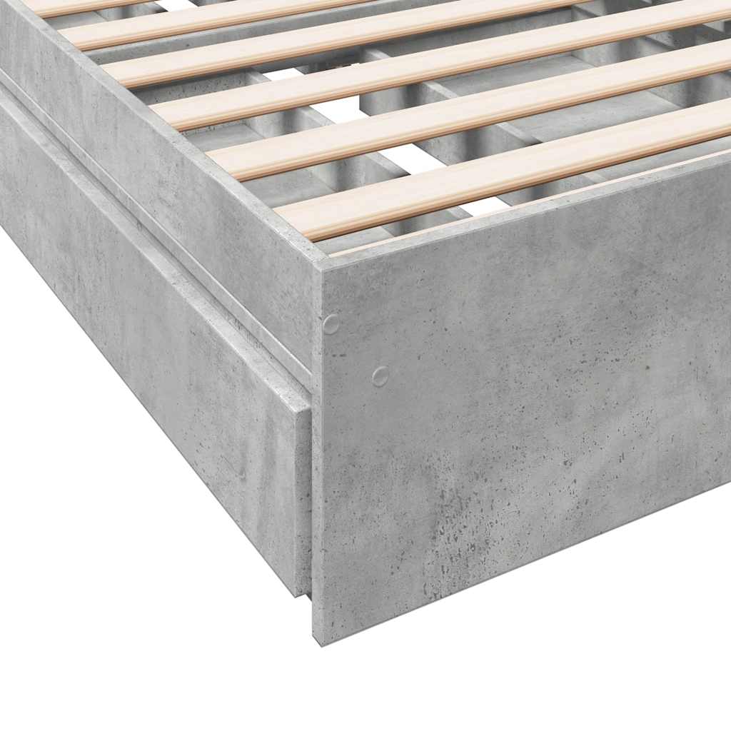 vidaXL Bed Frame with Drawers without Mattress Concrete Grey 100x200cm