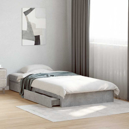 vidaXL Bed Frame with Drawers without Mattress Concrete Grey 100x200cm