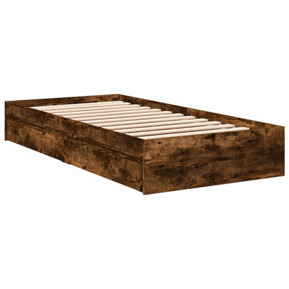 vidaXL Bed Frame with Drawers without Mattress Smoked Oak 100x200 cm