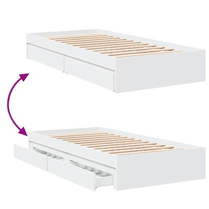 vidaXL Bed Frame with Drawers without Mattress White 90x200 cm