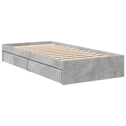 vidaXL Bed Frame with Drawers without Mattress Concrete Grey 90x200 cm