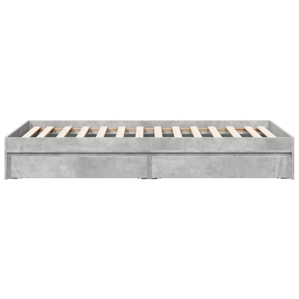 vidaXL Bed Frame with Drawers without Mattress Concrete Grey 90x200 cm