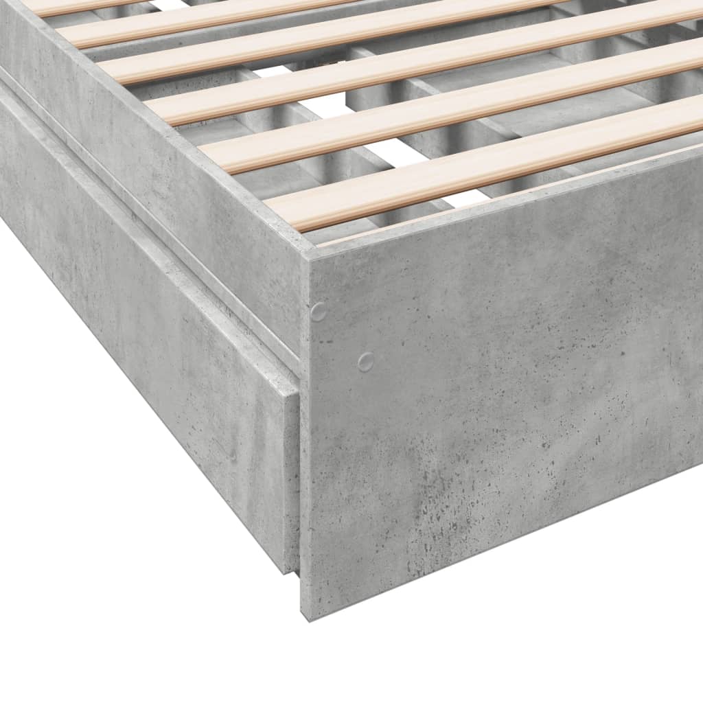 vidaXL Bed Frame with Drawers without Mattress Concrete Grey 90x200 cm