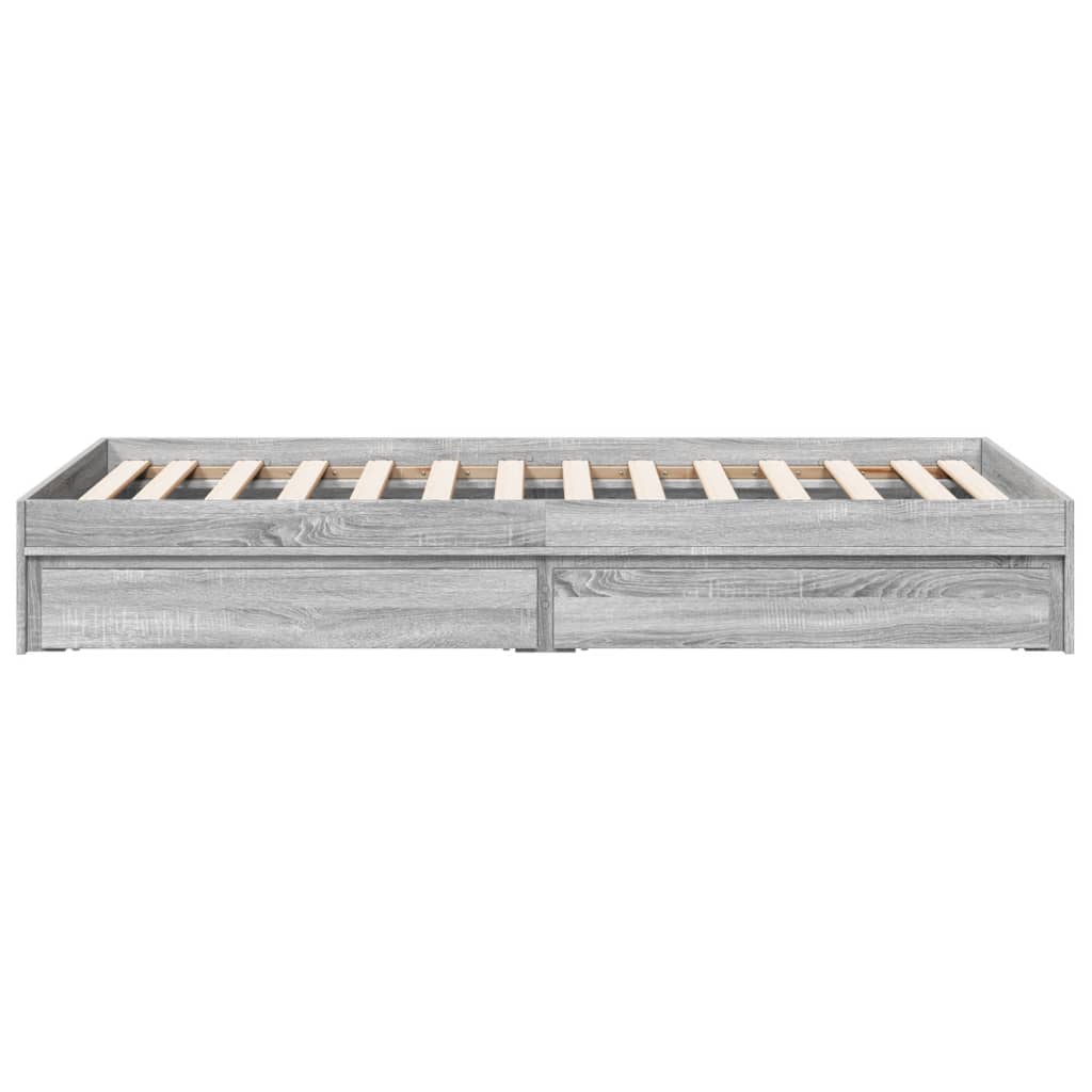 vidaXL Bed Frame with Drawers without Mattress Grey Sonoma 90x200 cm