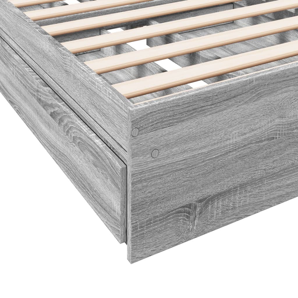 vidaXL Bed Frame with Drawers without Mattress Grey Sonoma 90x200 cm