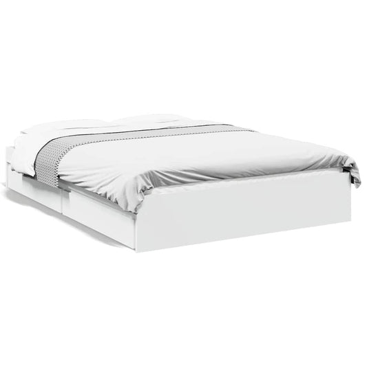 vidaXL Bed Frame with Drawers without Mattress White 135x190 cm
