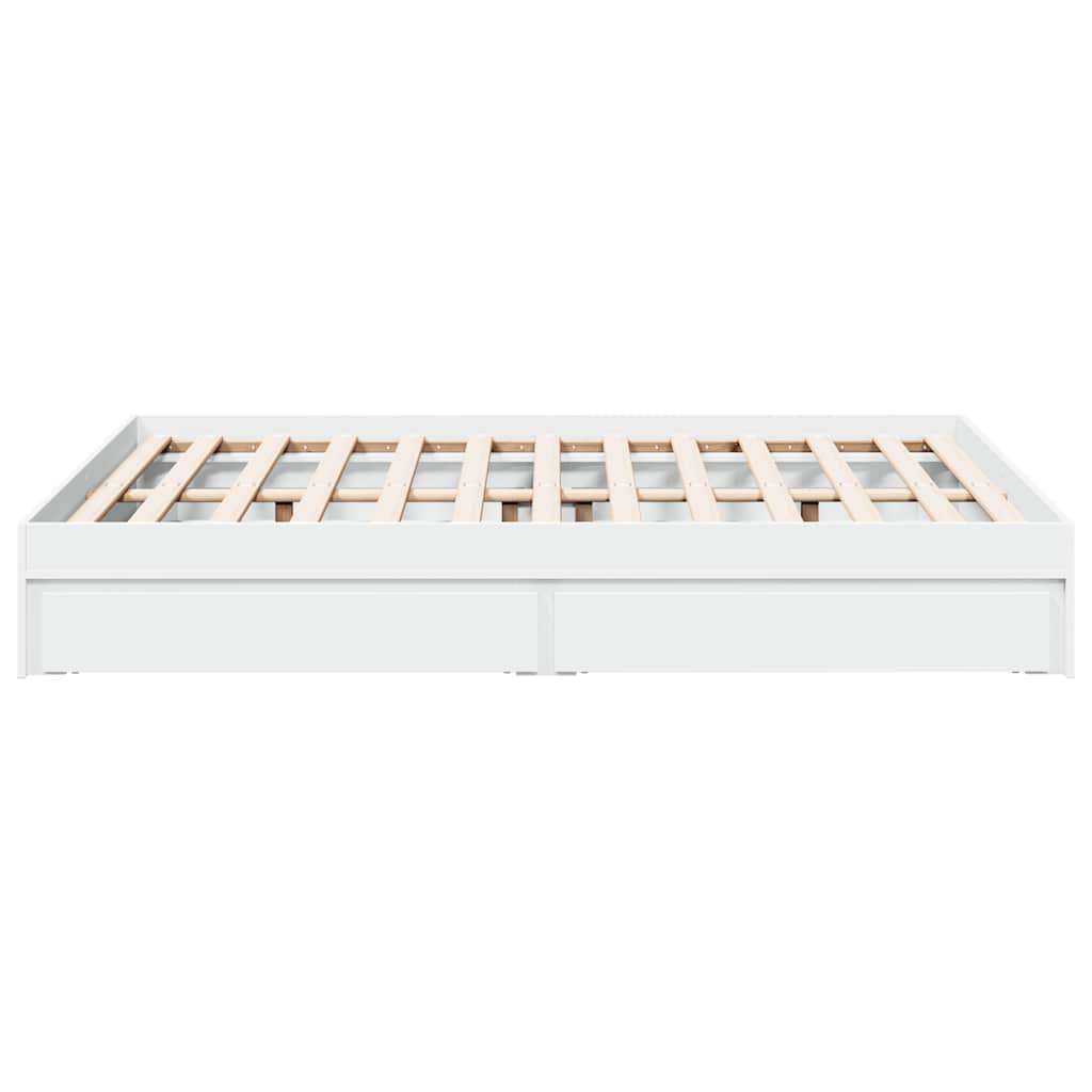 vidaXL Bed Frame with Drawers without Mattress White 135x190 cm