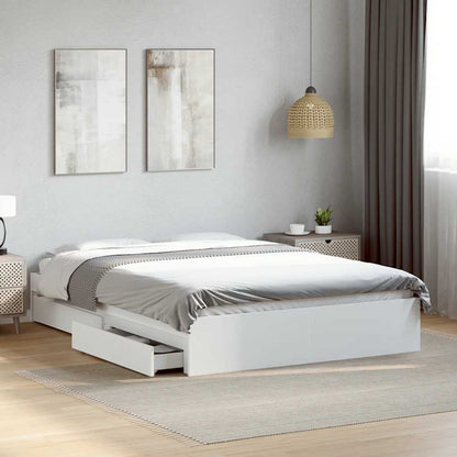 vidaXL Bed Frame with Drawers without Mattress White 135x190 cm
