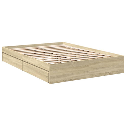 vidaXL Bed Frame with Drawers without Mattress Sonoma Oak 135x190 cm Double