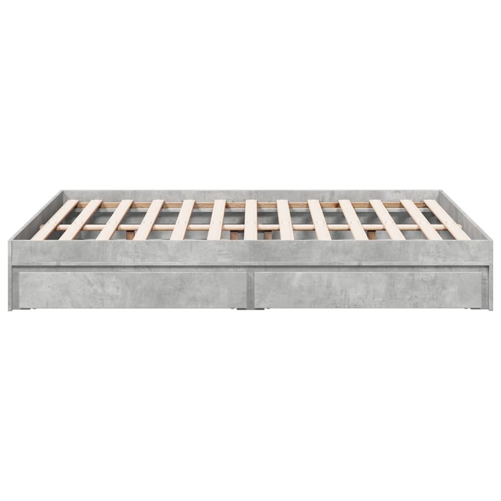 vidaXL Bed Frame with Drawers without Mattress Concrete Grey 135x190 cm Double