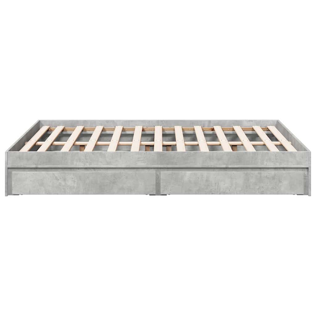 vidaXL Bed Frame with Drawers without Mattress Concrete Grey 135x190cm