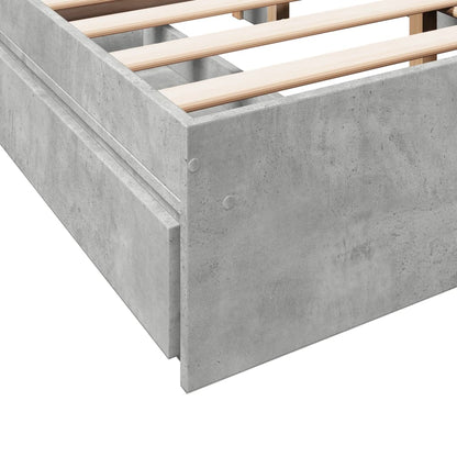 vidaXL Bed Frame with Drawers without Mattress Concrete Grey 135x190 cm Double