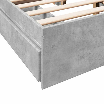 vidaXL Bed Frame with Drawers without Mattress Concrete Grey 135x190cm