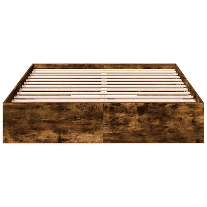 vidaXL Bed Frame with Drawers without Mattress Smoked Oak 135x190 cm Double
