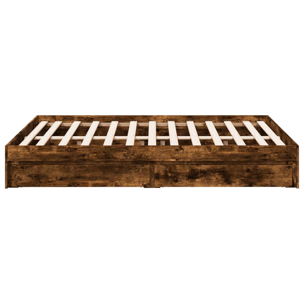 vidaXL Bed Frame with Drawers without Mattress Smoked Oak 135x190 cm Double