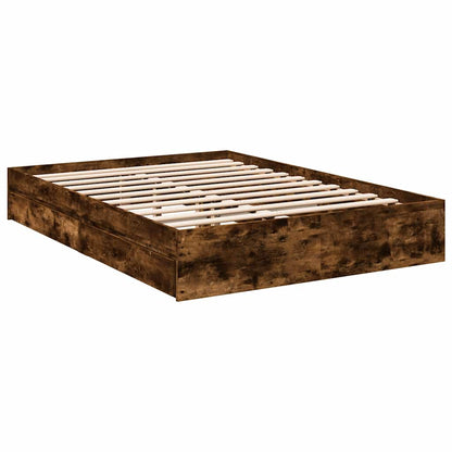 vidaXL Bed Frame with Drawers without Mattress Smoked Oak 135x190 cm