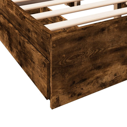 vidaXL Bed Frame with Drawers without Mattress Smoked Oak 135x190 cm Double