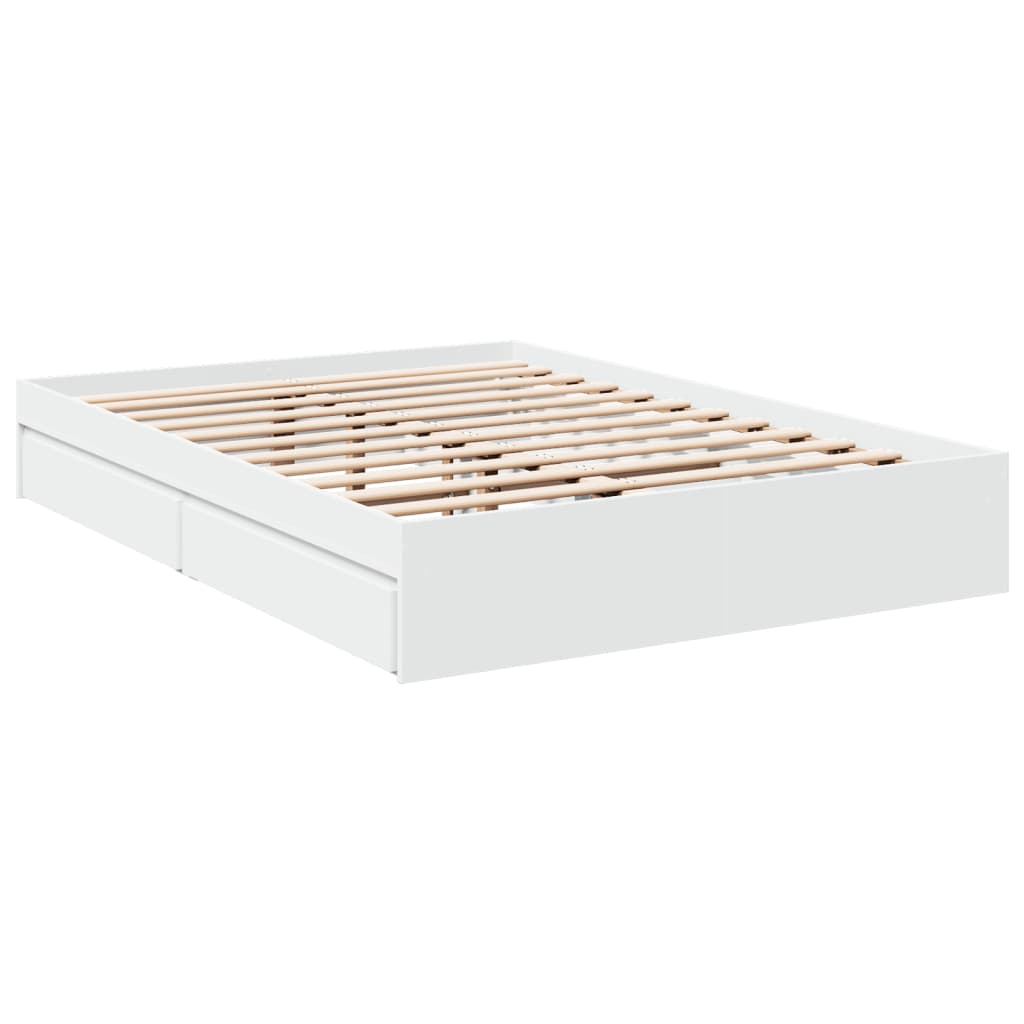 vidaXL Bed Frame with Drawers without Mattress White 120x190 cm Small Double
