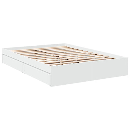 vidaXL Bed Frame with Drawers without Mattress White 120x190 cm Small Double