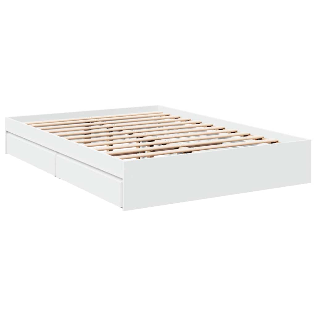 vidaXL Bed Frame with Drawers without Mattress White 120x190 cm