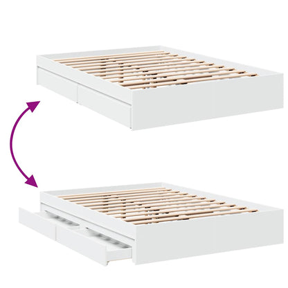 vidaXL Bed Frame with Drawers without Mattress White 120x190 cm